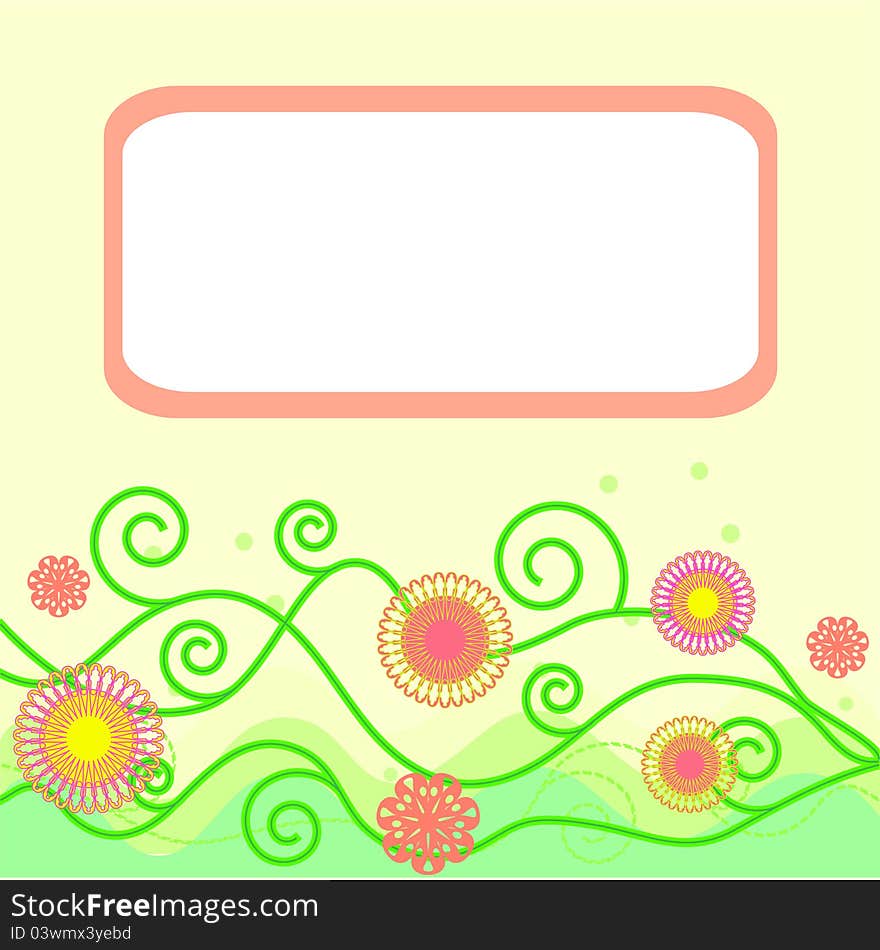 Card with abstract flower and place for text