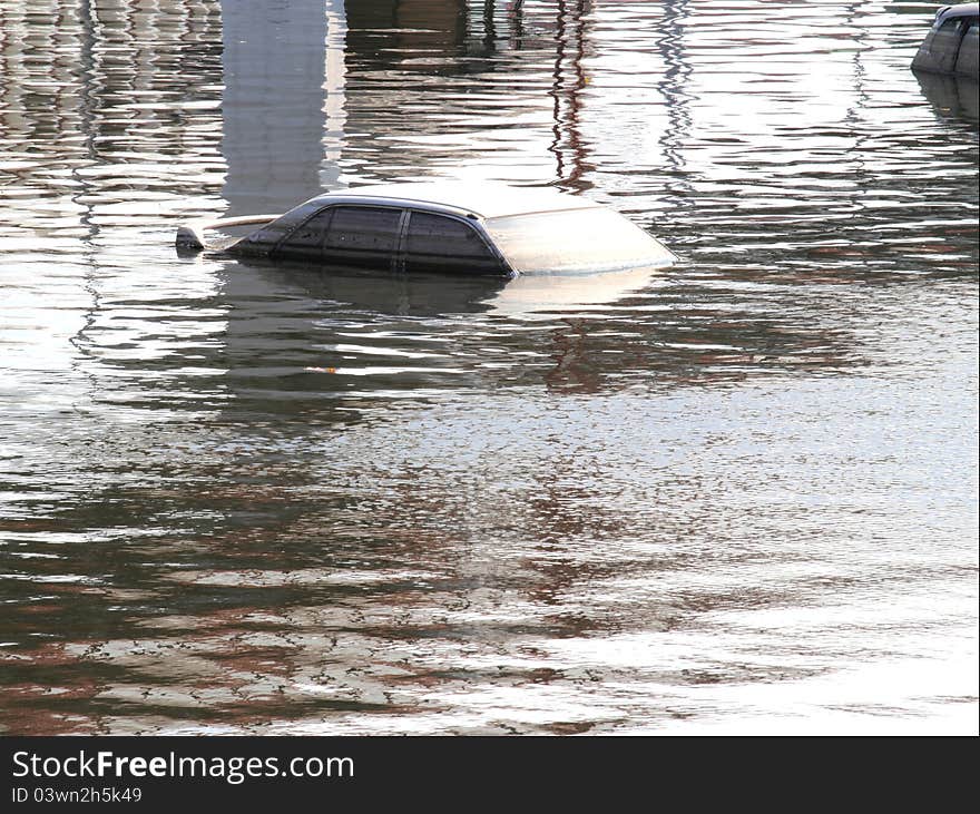 Flooded car November 2011 in thailand