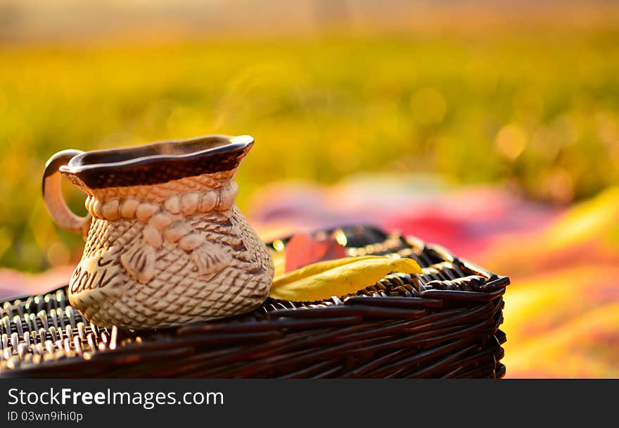 A cup of fresh tea outdoors