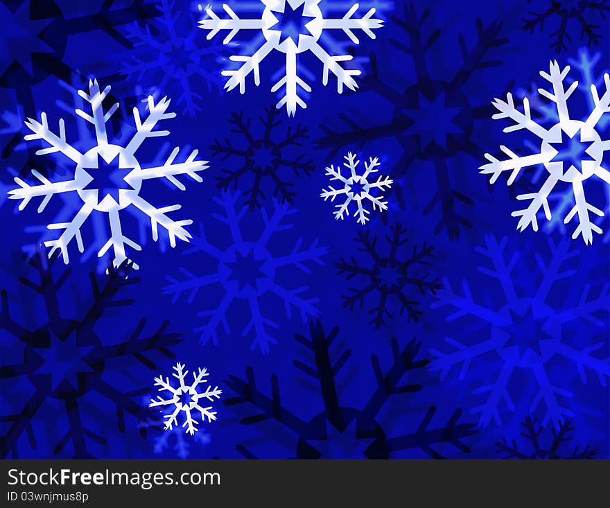 Illustration of snowflakes on blue background. Illustration of snowflakes on blue background