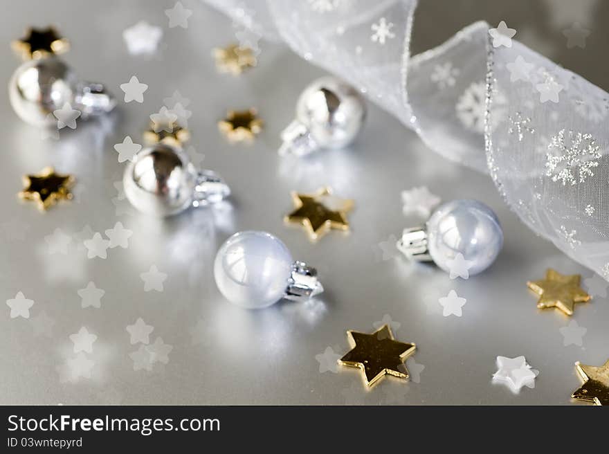 Christmas background on a silver background. Christmas background on a silver background