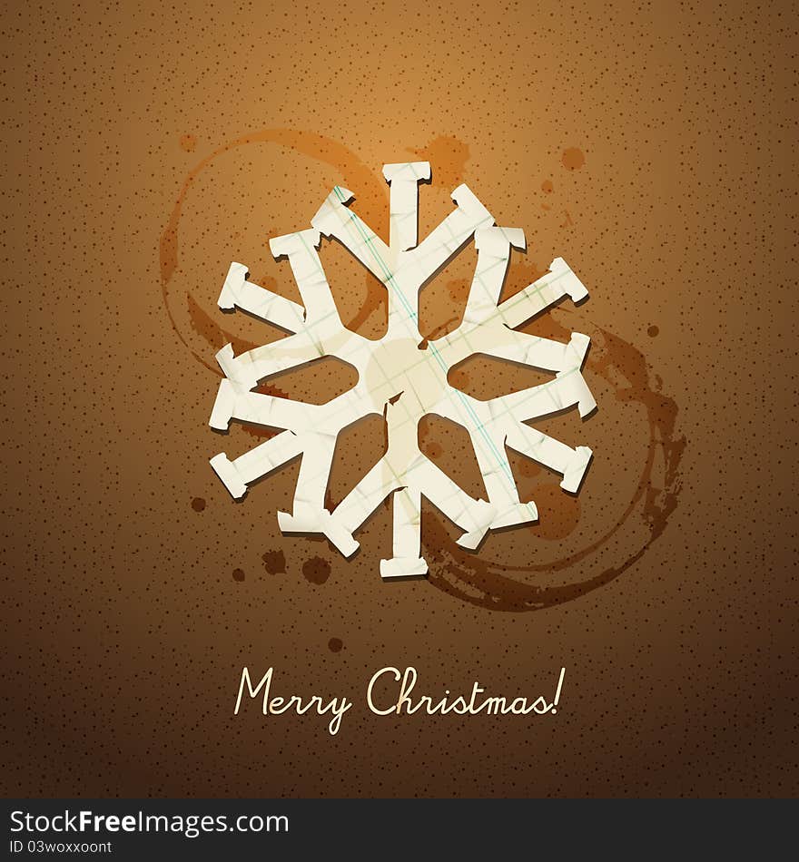 Ripped paper snowflake Christmas background design. Ripped paper snowflake Christmas background design