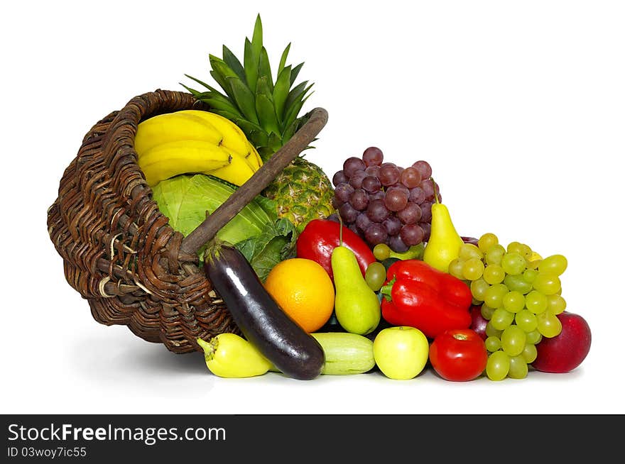 Fresh vegetable with leaves isolated on white background. Fresh vegetable with leaves isolated on white background