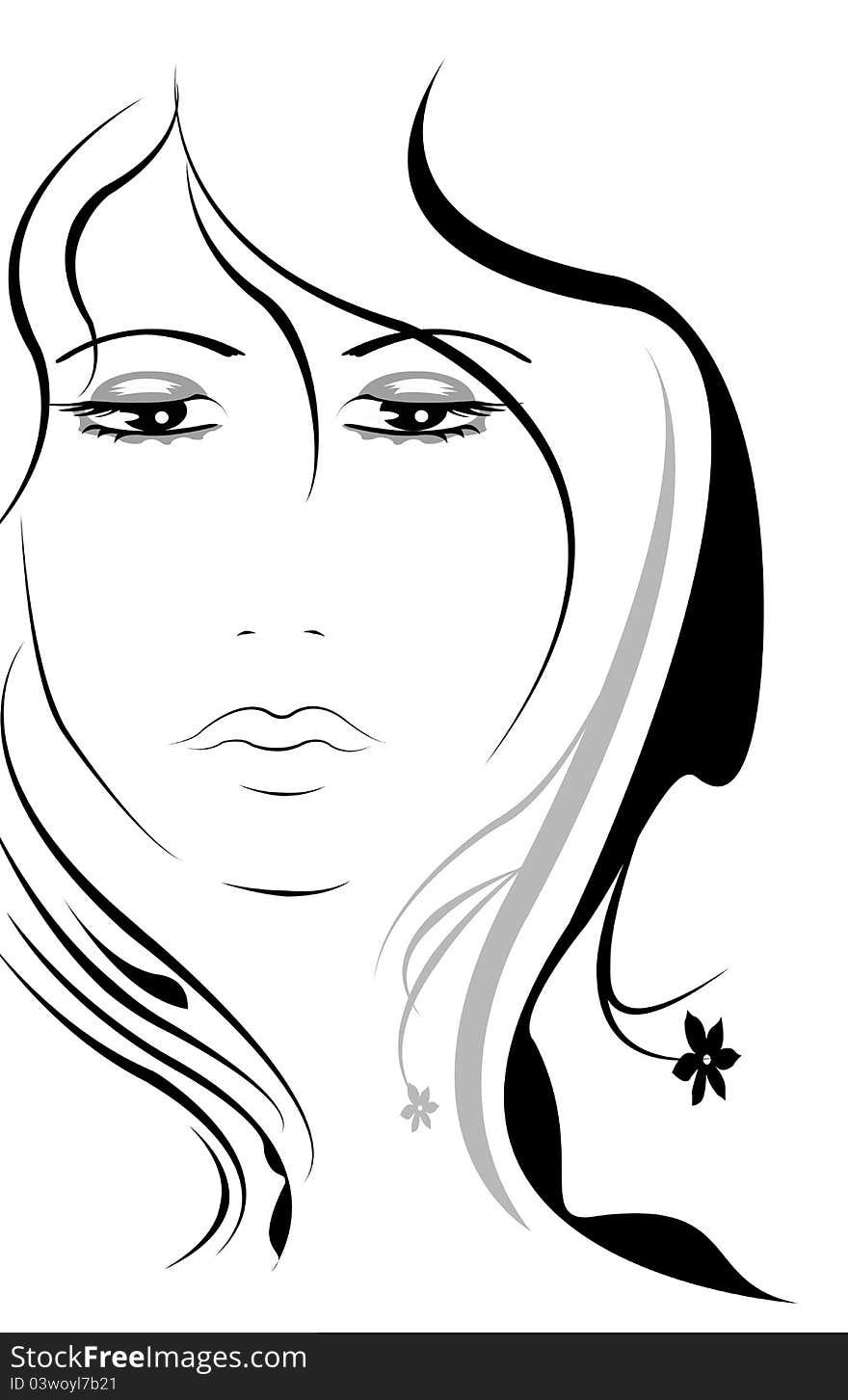 Beautiful women face in black illustration. Beautiful women face in black illustration