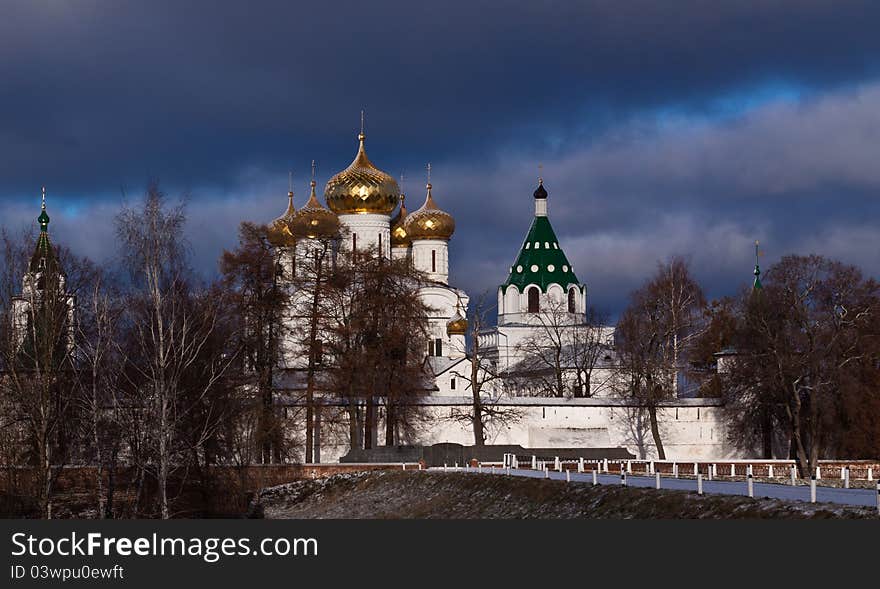 Ipatiev monastery, the setting sun lit up.