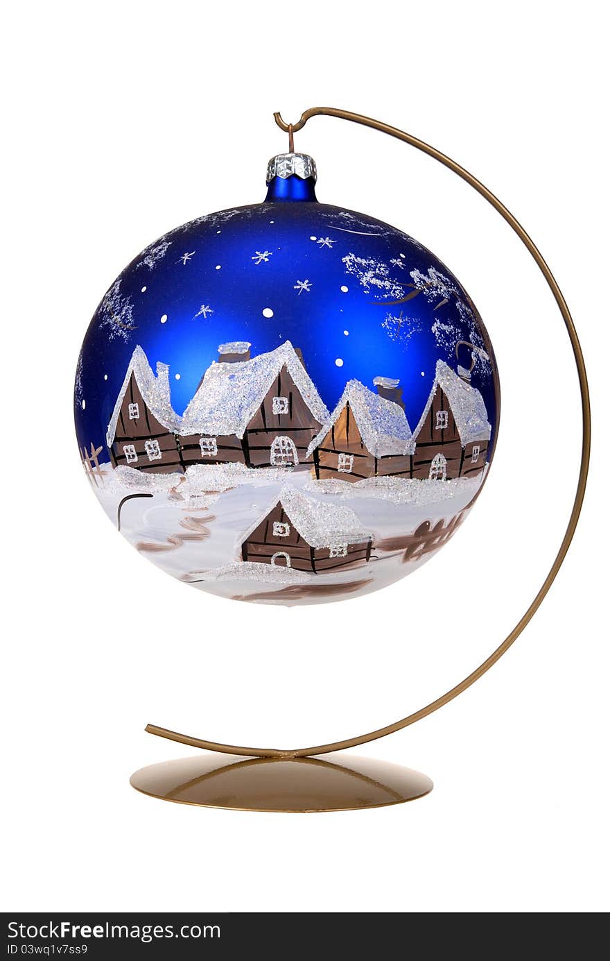 Blue Christmas decoration on a stand. Blue Christmas decoration on a stand