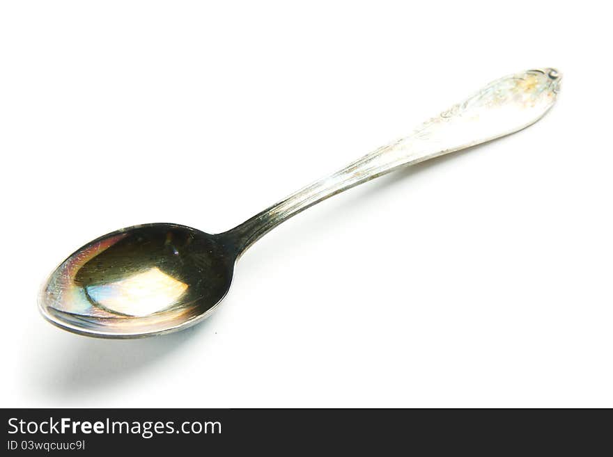 Old silver patina teaspoon