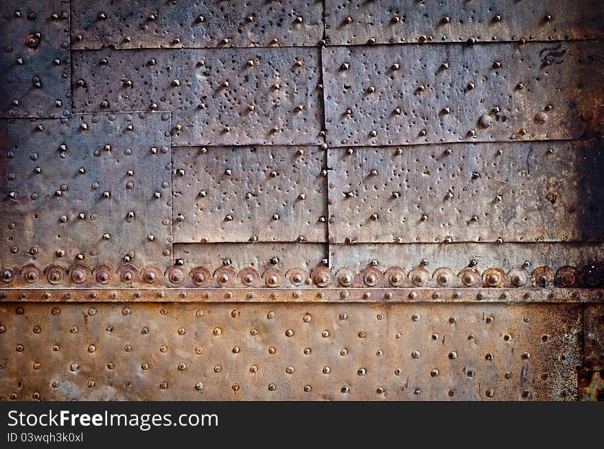 Old door rusty metal cover