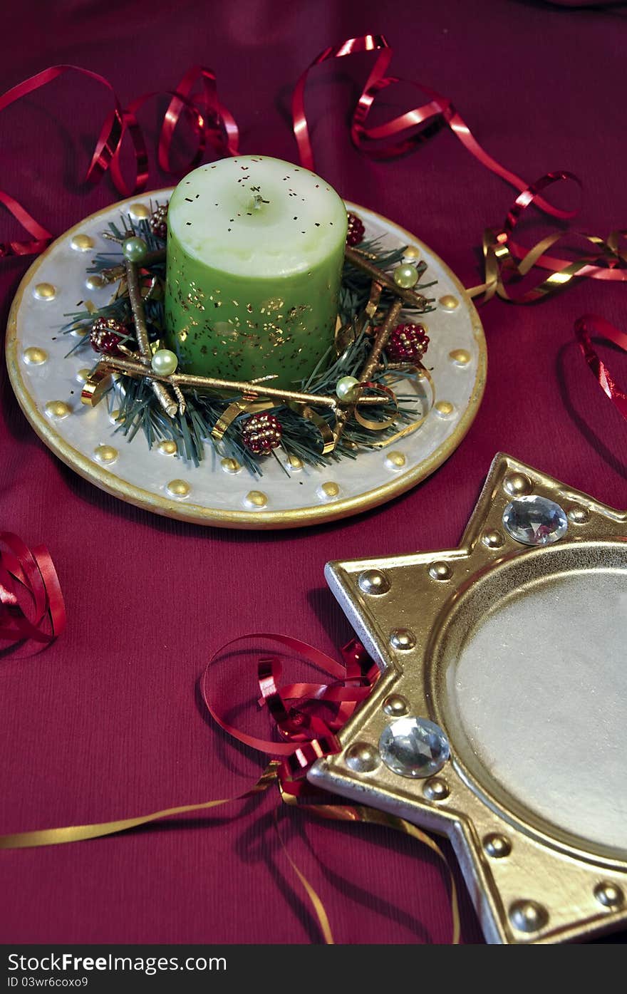 Christmas decoration arrangement with candle. Christmas decoration arrangement with candle