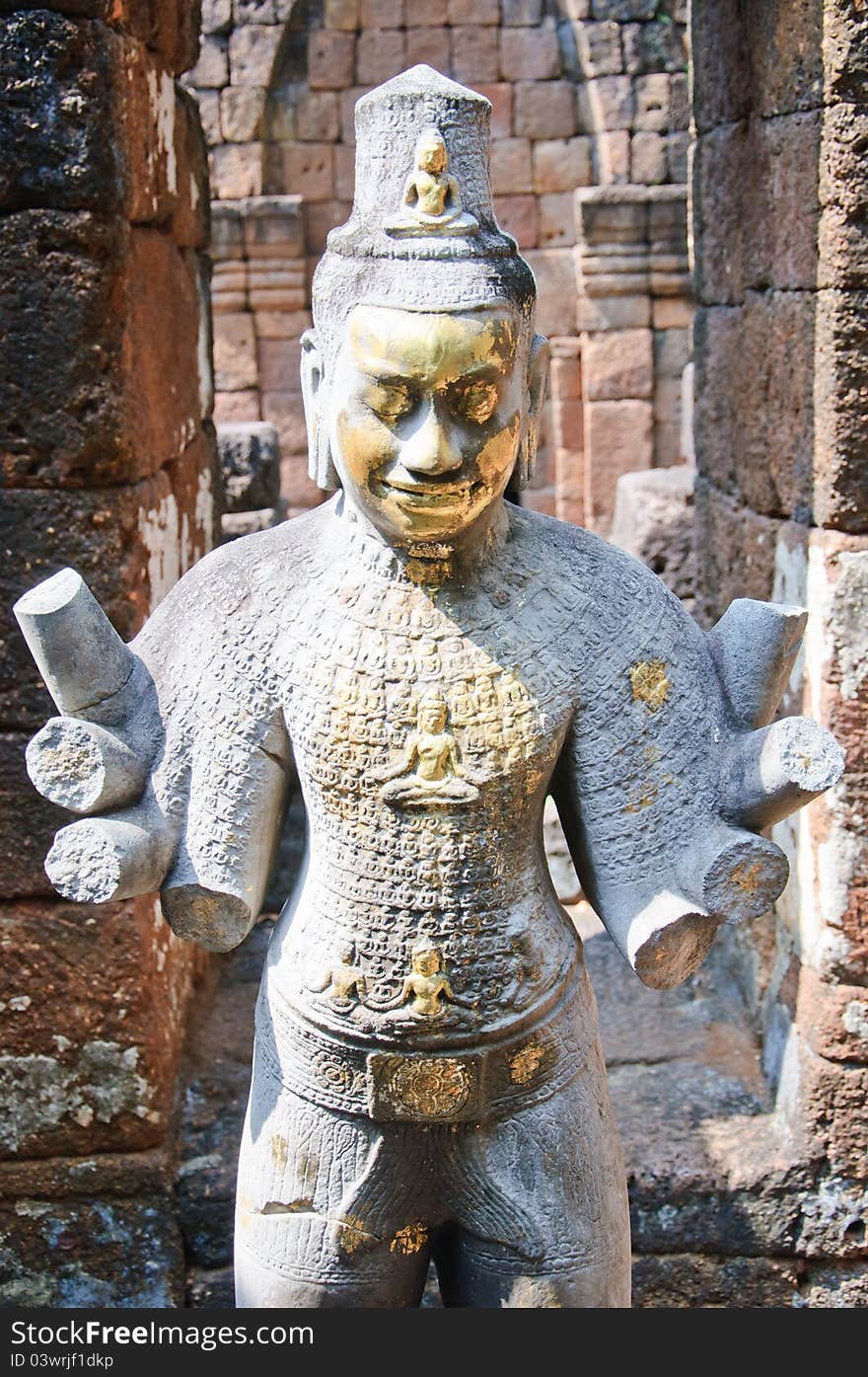 Pra Bodhisattya Awalokitesuan statue with broken hands in Muangsing Sanctuary,Kanchanabui. Pra Bodhisattya Awalokitesuan statue with broken hands in Muangsing Sanctuary,Kanchanabui