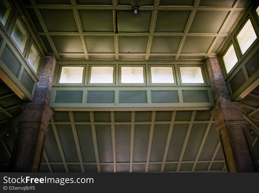 Interior architectural detail of the ceiling of the historic pavilion at Rockcliffe Park in Ottawa, Ontario Canada. Interior architectural detail of the ceiling of the historic pavilion at Rockcliffe Park in Ottawa, Ontario Canada.