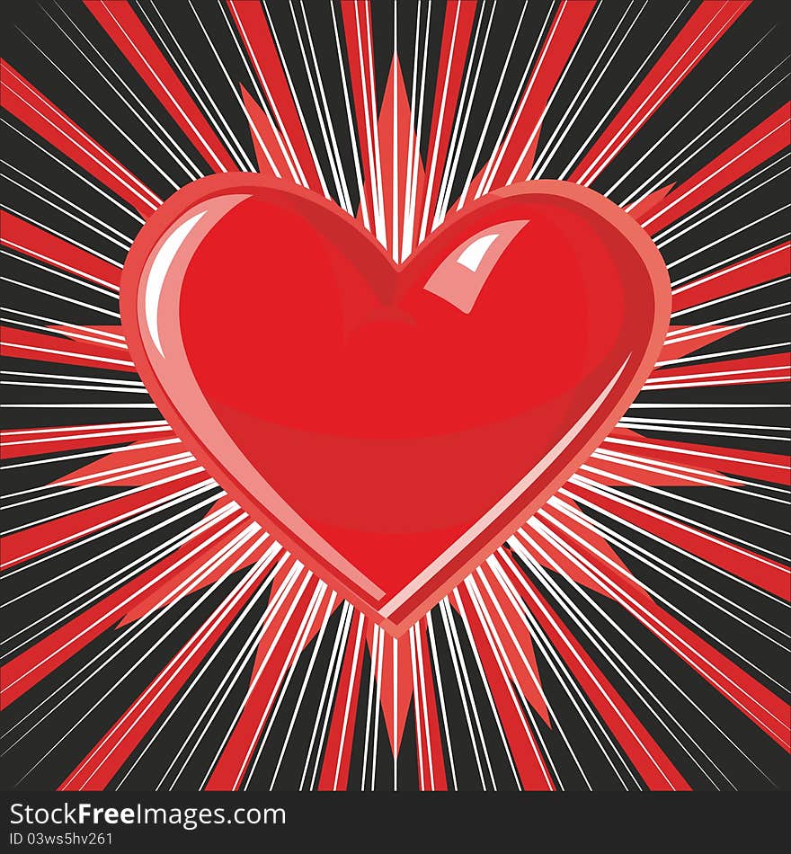 Illustration of red heart on colorful background. Illustration of red heart on colorful background