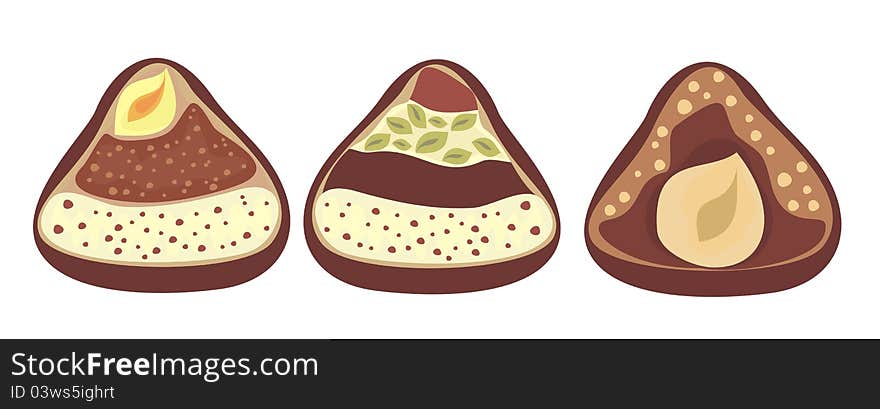 Tasty chocolate candies in vector