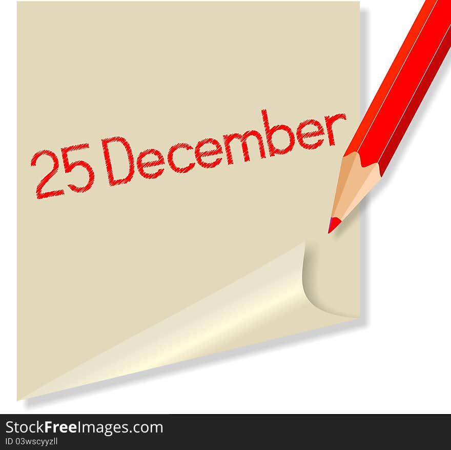 Post it with red pencil - December 25