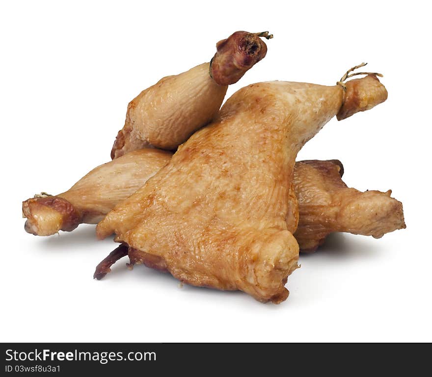 Smoked chicken ham on white background