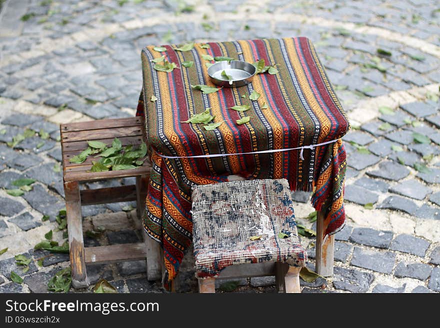 View of authentic table and seat in Harput, Elazig. View of authentic table and seat in Harput, Elazig.