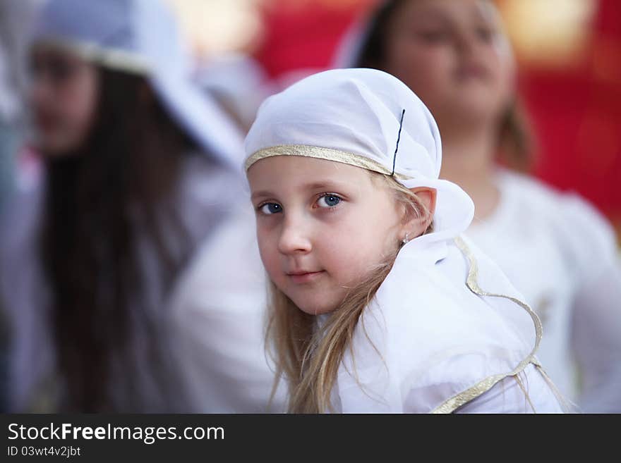 Girl in a white headdress