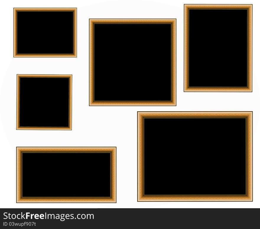 Assorted photoframes on white background