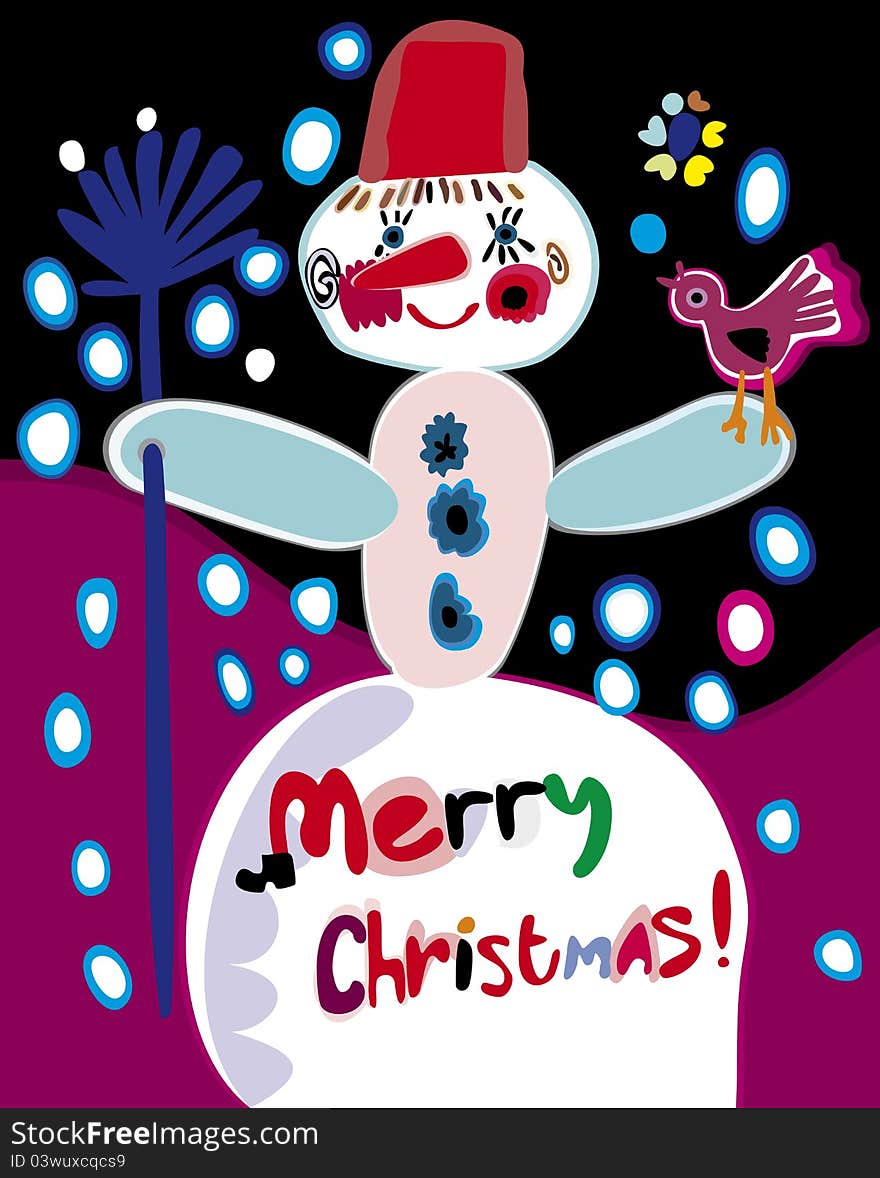 Picture of a snowman. It conveys a festive and frosty Christmas greetings!. Picture of a snowman. It conveys a festive and frosty Christmas greetings!