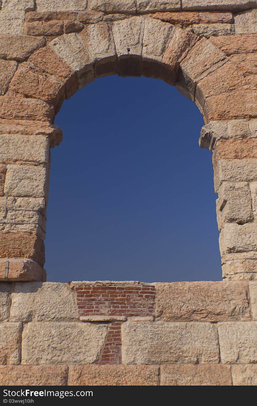 Window in ancient Arena di Verona