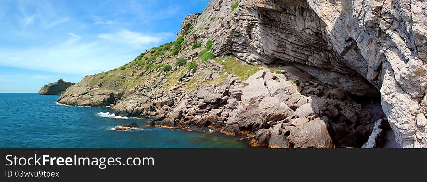 Panorama of mountains at the sea