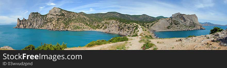 Panorama of mountains at the sea