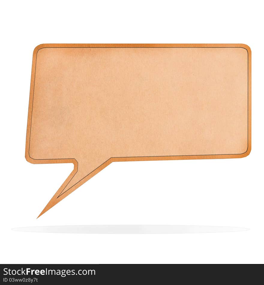 Blank Recycle paper Speech Bubble shape on white background, with clipping paths