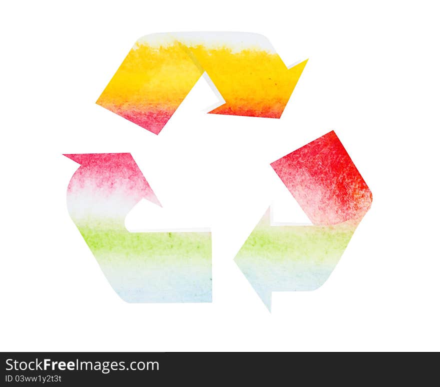 Abstract Watercolor recycle logo on white background. Abstract Watercolor recycle logo on white background