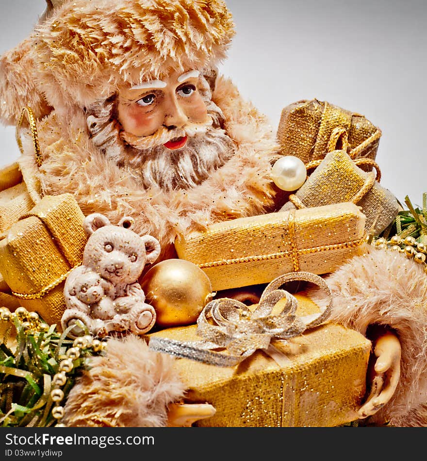 Santa Claus With Golden Gifts