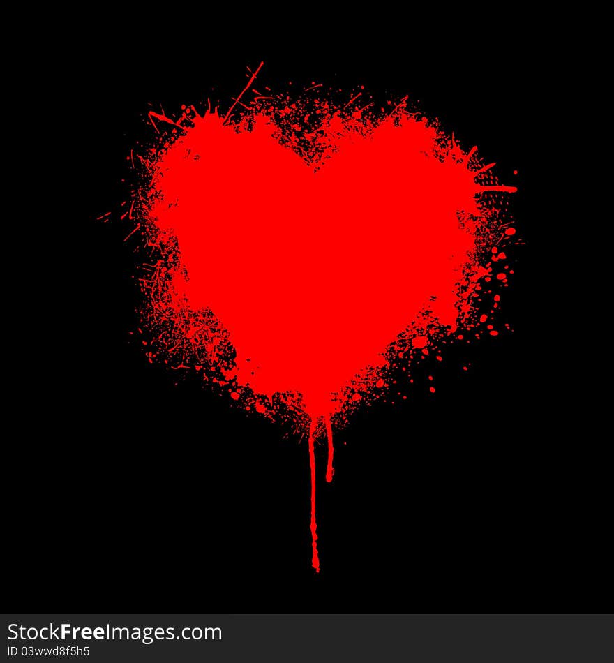 Illustration of heart made of grunge on black background. Illustration of heart made of grunge on black background