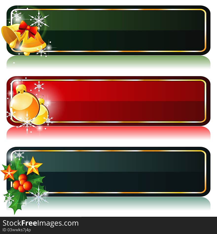 Set of colorful winter banners with holiday decorations. Set of colorful winter banners with holiday decorations