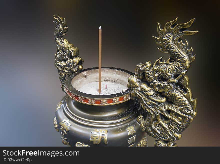 A chinese censer in a temple in taipei