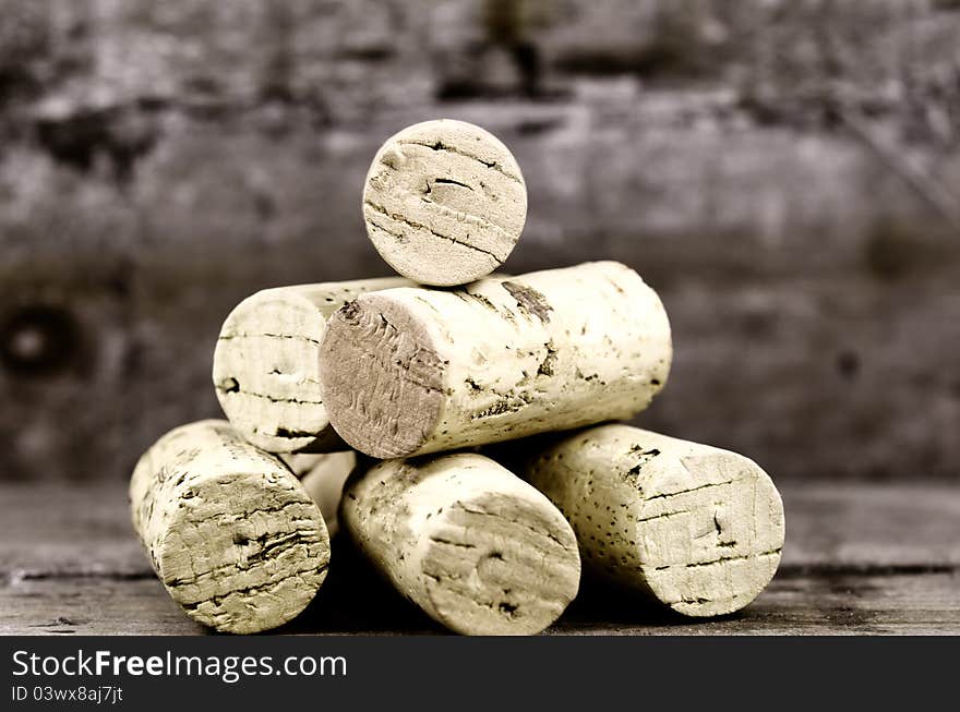 Corks of Bordeaux wine in bulk