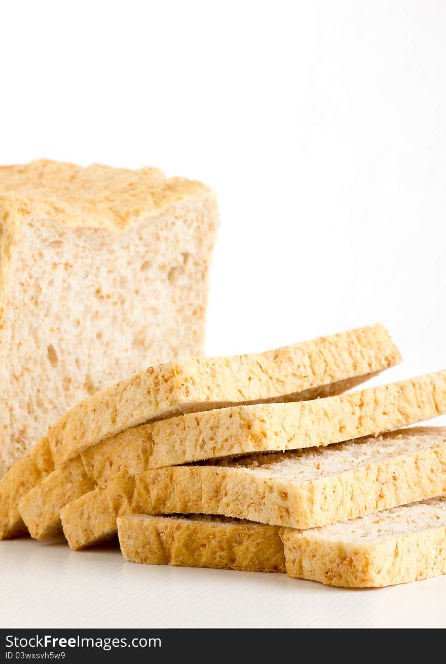 The bread cut on white background