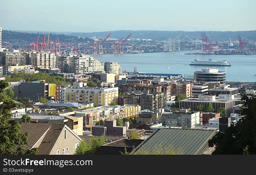 The Port of Seattle and its surroundings a commercial neighborhood. The Port of Seattle and its surroundings a commercial neighborhood.