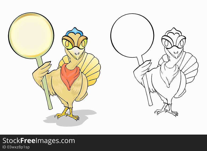 Illustration of unique thanksgiving icon in color and black white outline