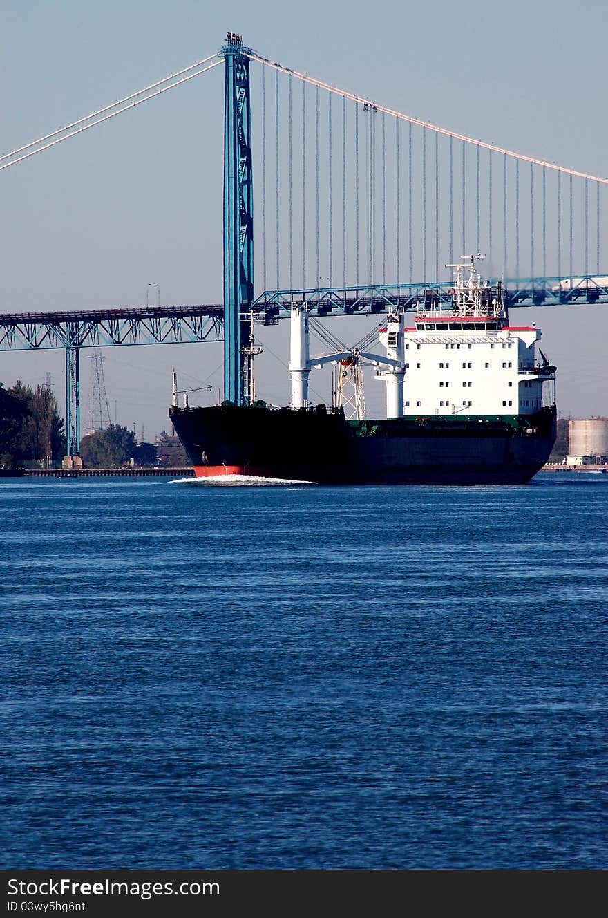 Ship on Detroit River