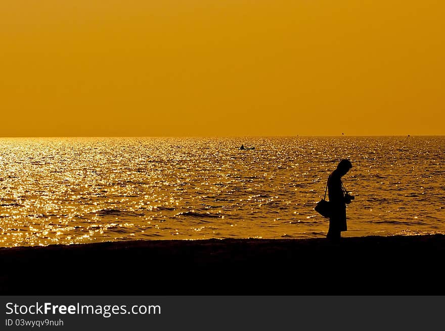 Silhouette photographer and orange sky. Silhouette photographer and orange sky.