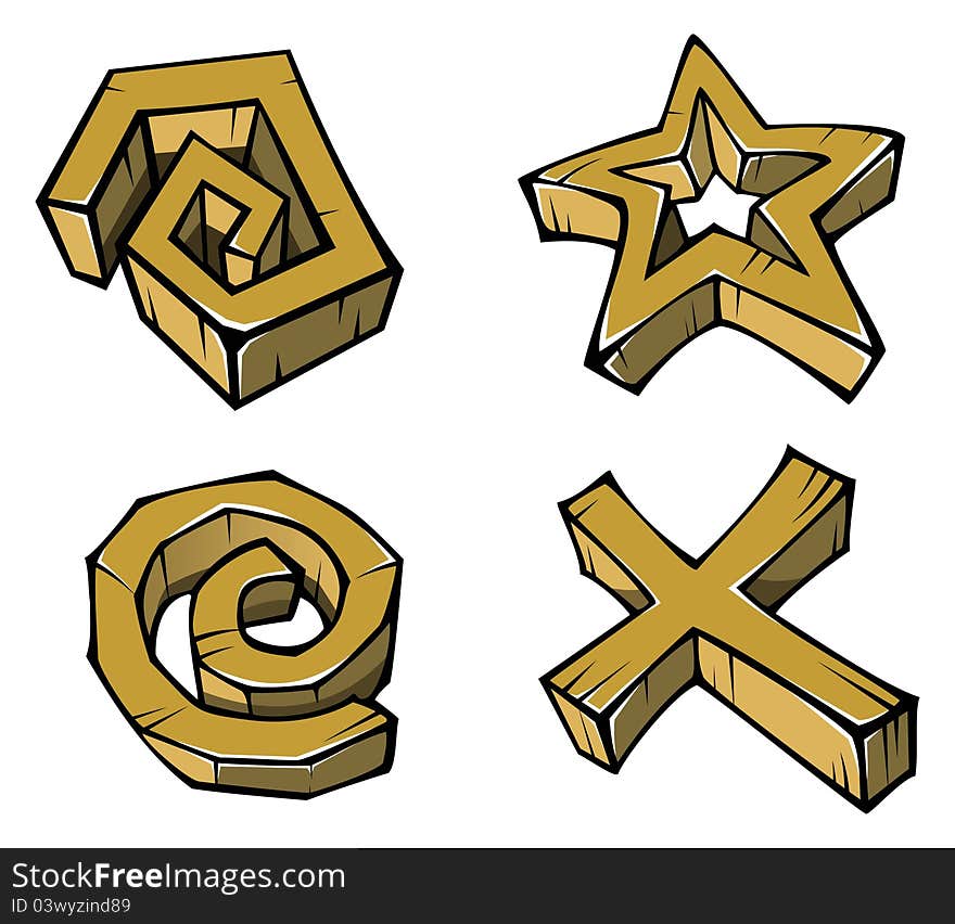 Set of geometrical figures made of stone, vector illustration. Set of geometrical figures made of stone, vector illustration