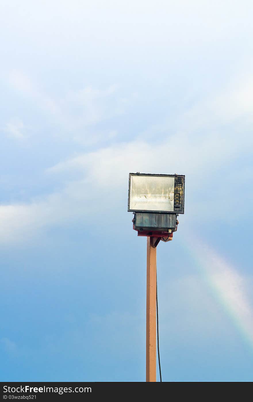 Spotlight with blue sky