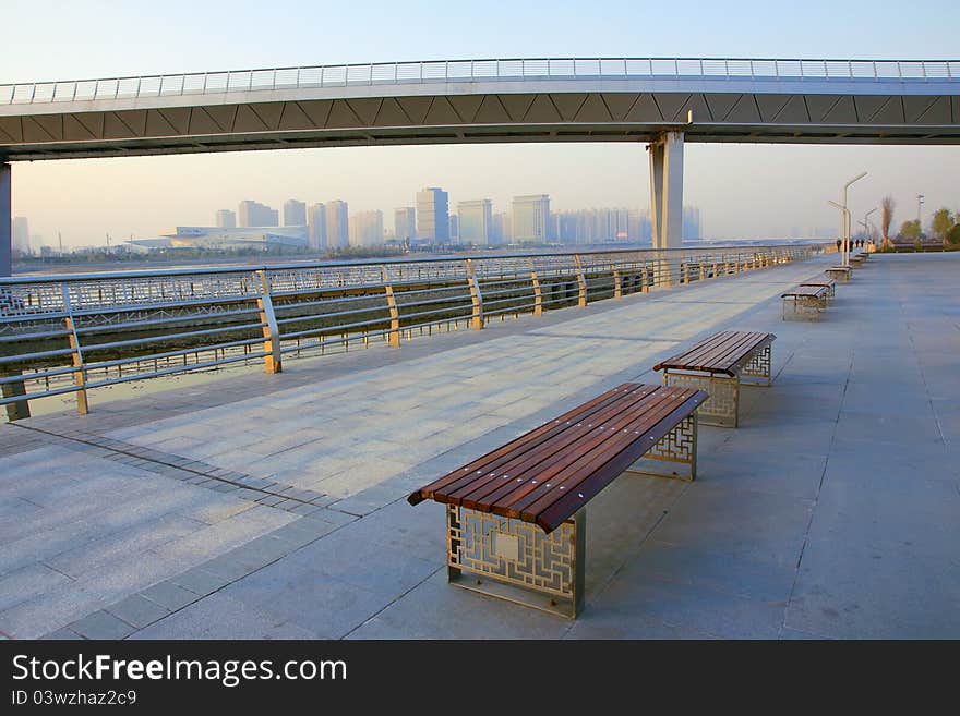 The benches on the city park