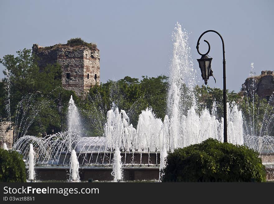 Fountain next to the land walls in Istanbul