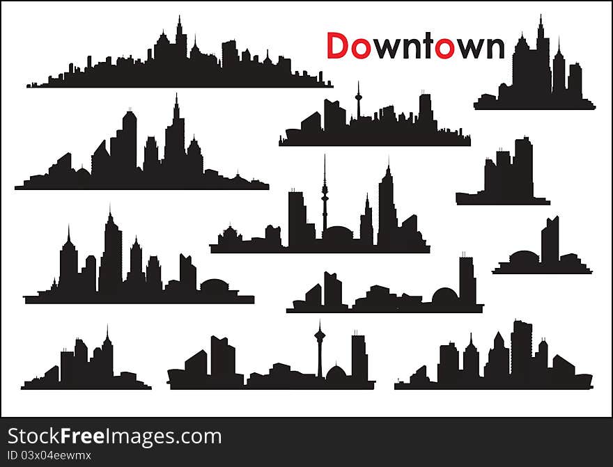 Various versions of the silhouettes of the city. Various versions of the silhouettes of the city