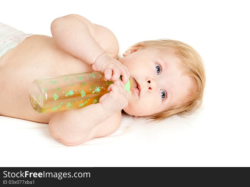 Adorable Child Drinking From Bottle