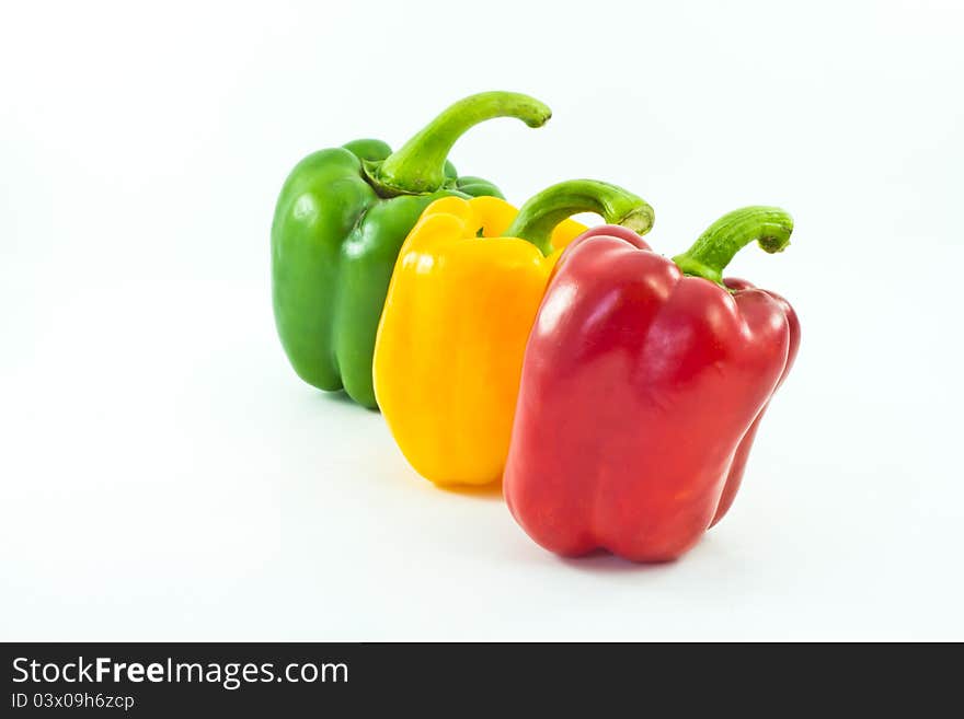 Red, yellow and green bell peppers