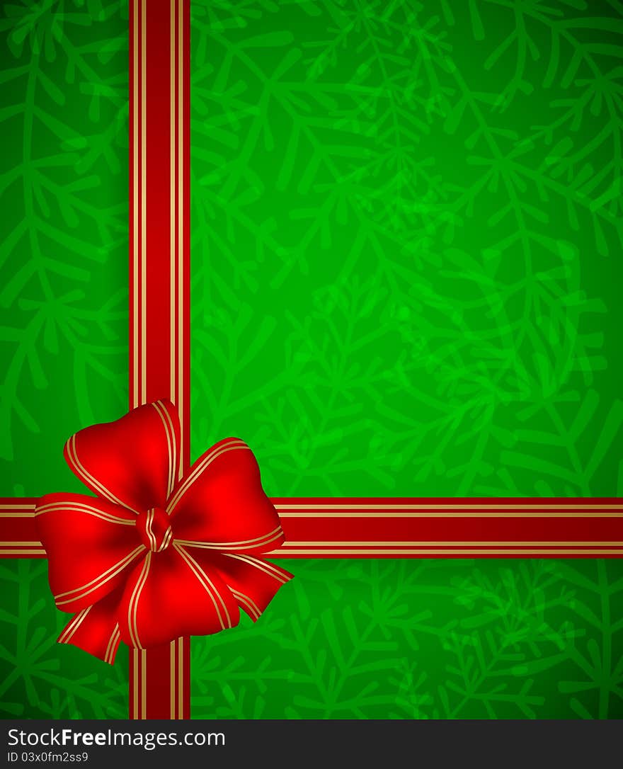 Christmas background with ribbon and fir branches. Christmas background with ribbon and fir branches