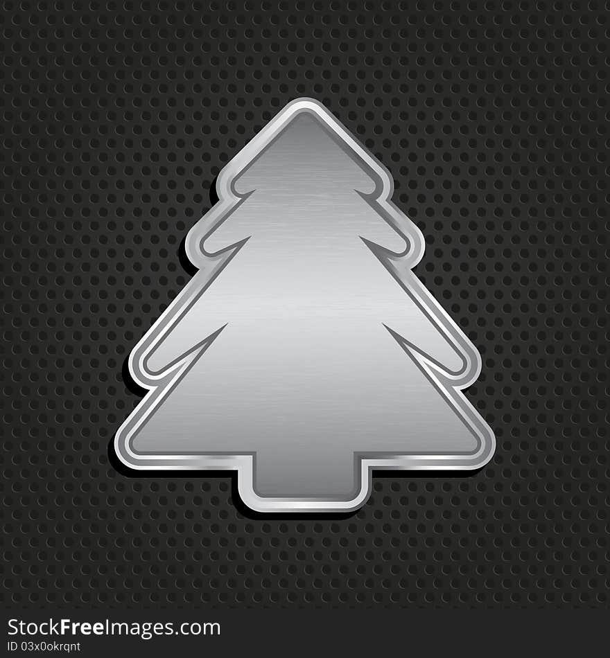 Metallic style christmas tree on a performated metal background. Metallic style christmas tree on a performated metal background