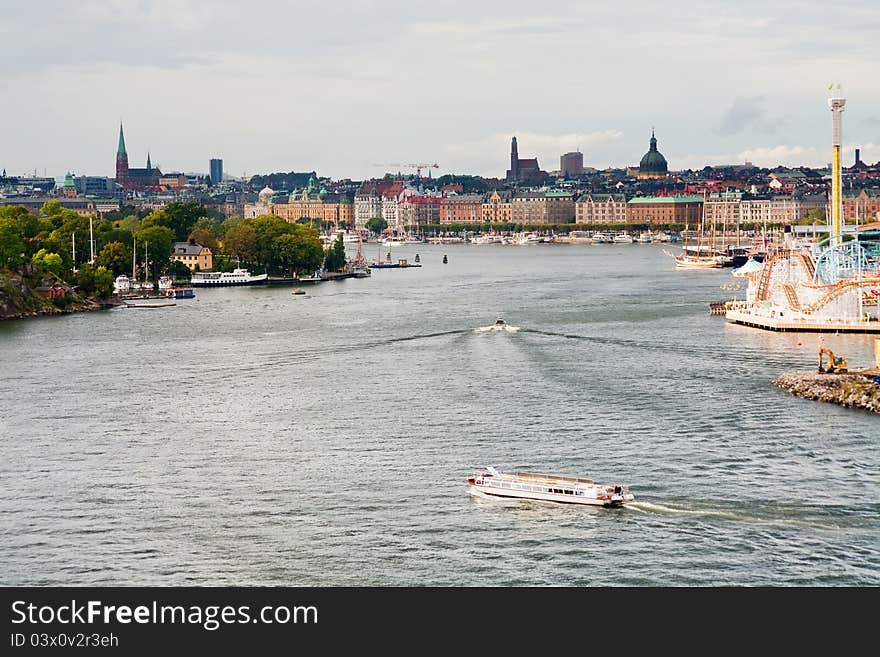 Panorama of Stockholm city in autumn day