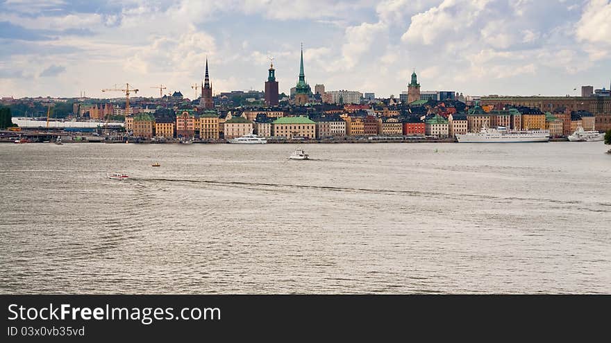 Panorama of Stockholm city in autumn day