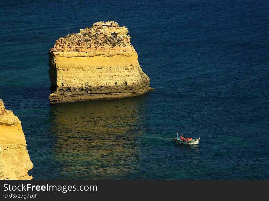 The rocky shoreline of Praia da Marinha, Algarve. The rocky shoreline of Praia da Marinha, Algarve